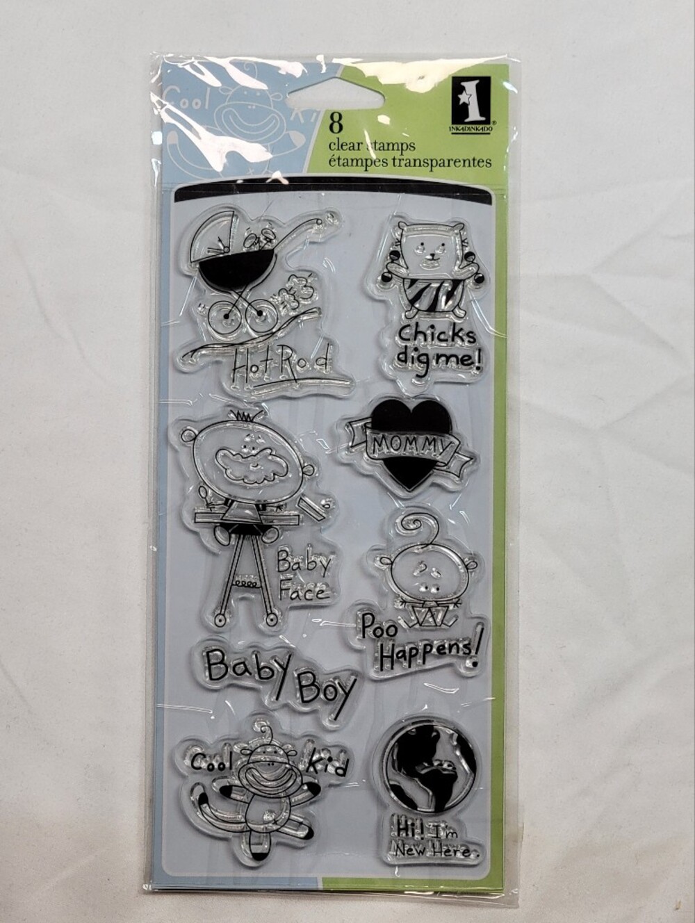 Inkadinkado Little Tyke Baby Clear Stamp Set 8 Stamps Cling Acrylic